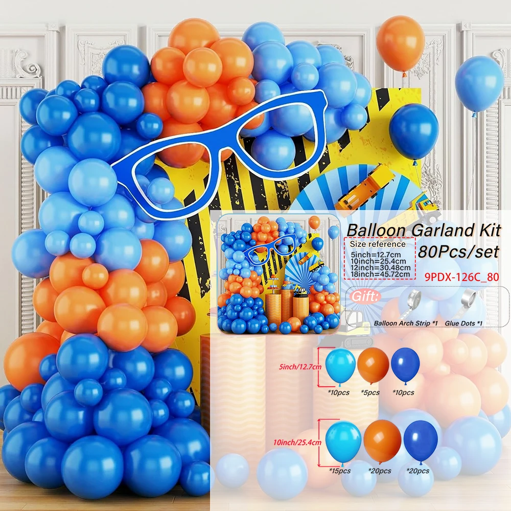 Orange, blue, latex balloon arch kit, birthday party decoration,Thanksgiving, anniversaries, wedding gender revealing decoration