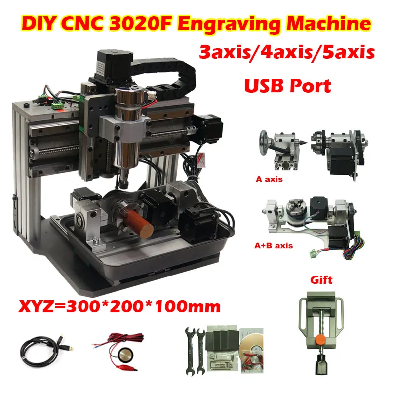 Enrutador CNC 3020F, fresadora de perforación de grabado, 500W, 3, 4, 5 ejes, puerto USB con tanque de agua para grabador de tallado de madera y