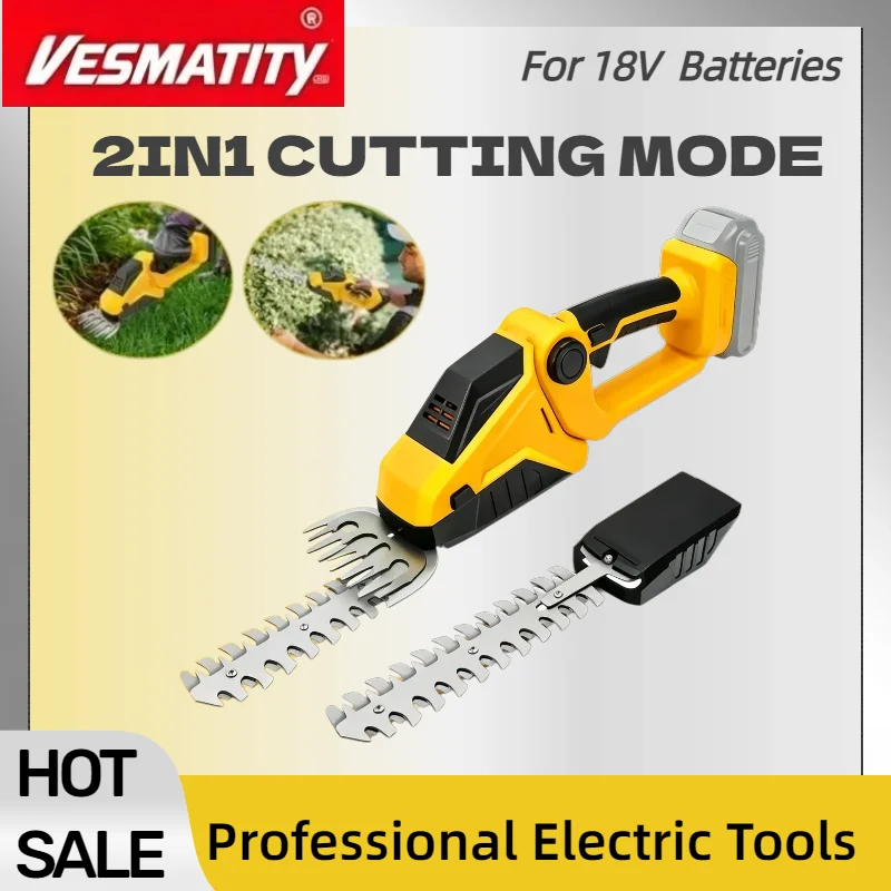 2‑in‑1 Handheld Cordless Hedge Trimmer Grass Shears Multifunctional Garden Pruning Tool for Yard Lawn Care For DEWALT Battery