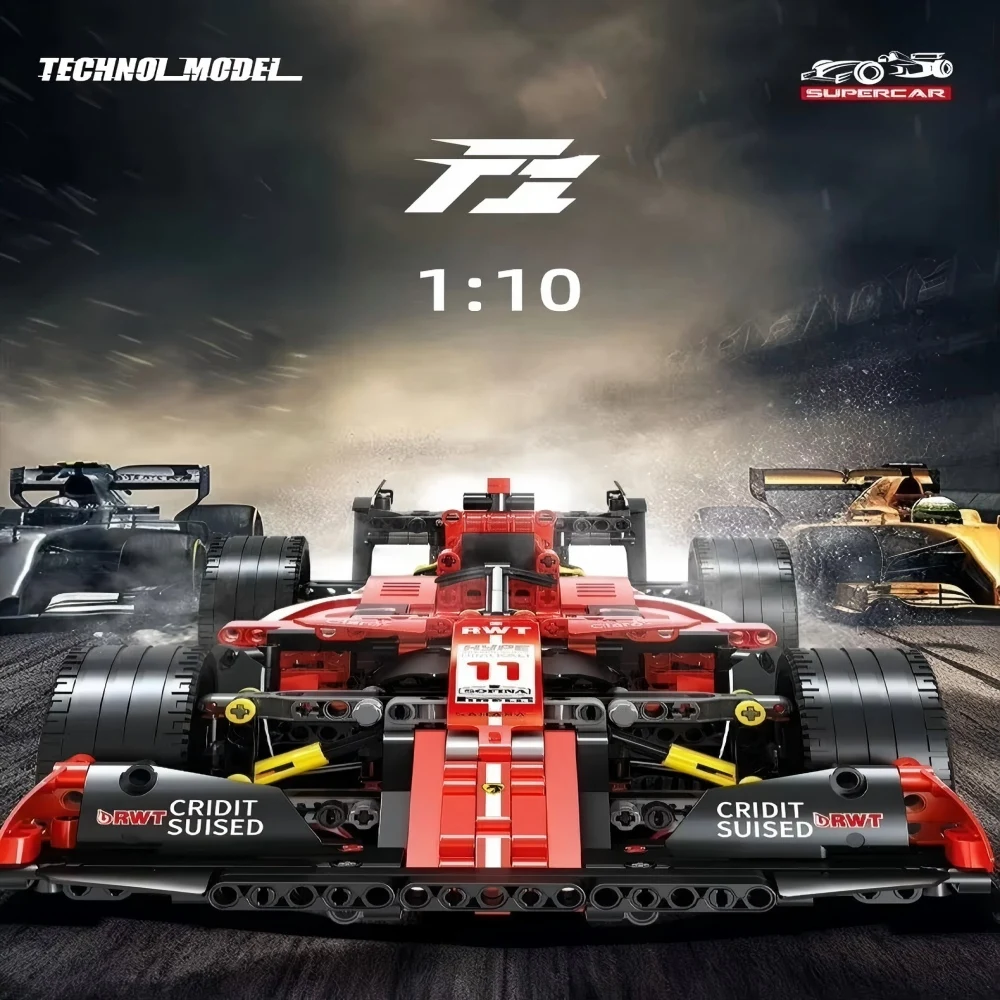 MOC Formula 1 Racing Car Building Blocks Skala 1:8, Model Kit Tim Renault F1 yang Detail, Hadiah Pajangan Koleksi untuk Dewasa & Remaja