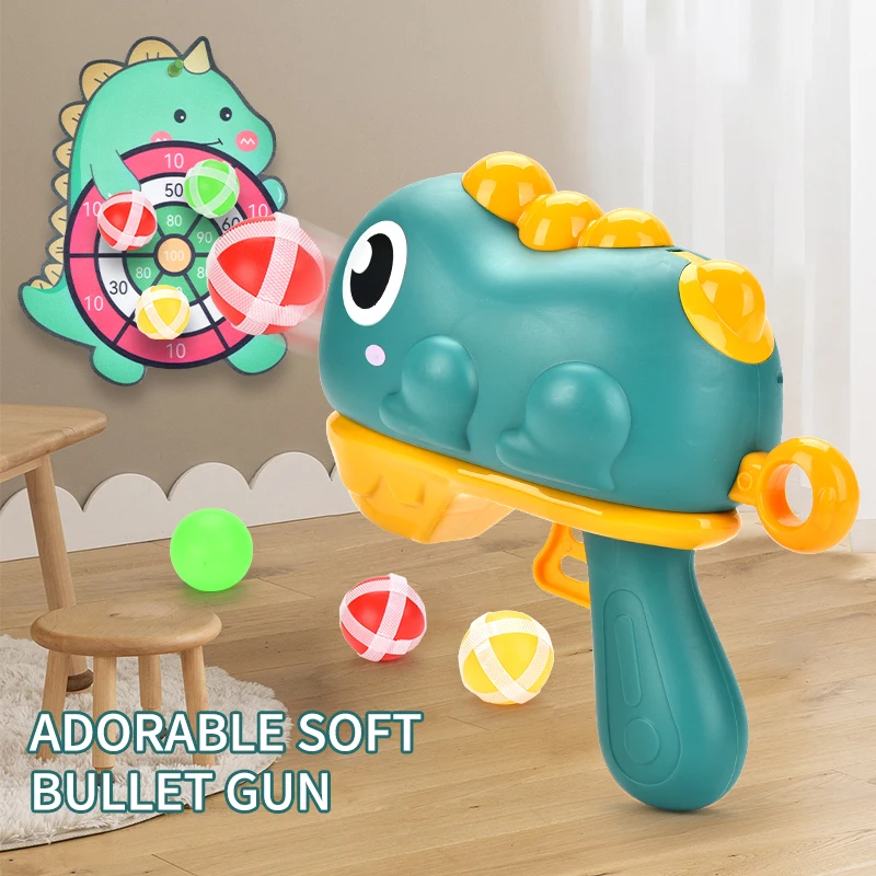 Lanzador de pelotas de espuma suave de dinosaurio: juego interactivo de tiro con pelotas pegajosas, Ideal para juegos en interiores y exteriores, perfecto para niños y