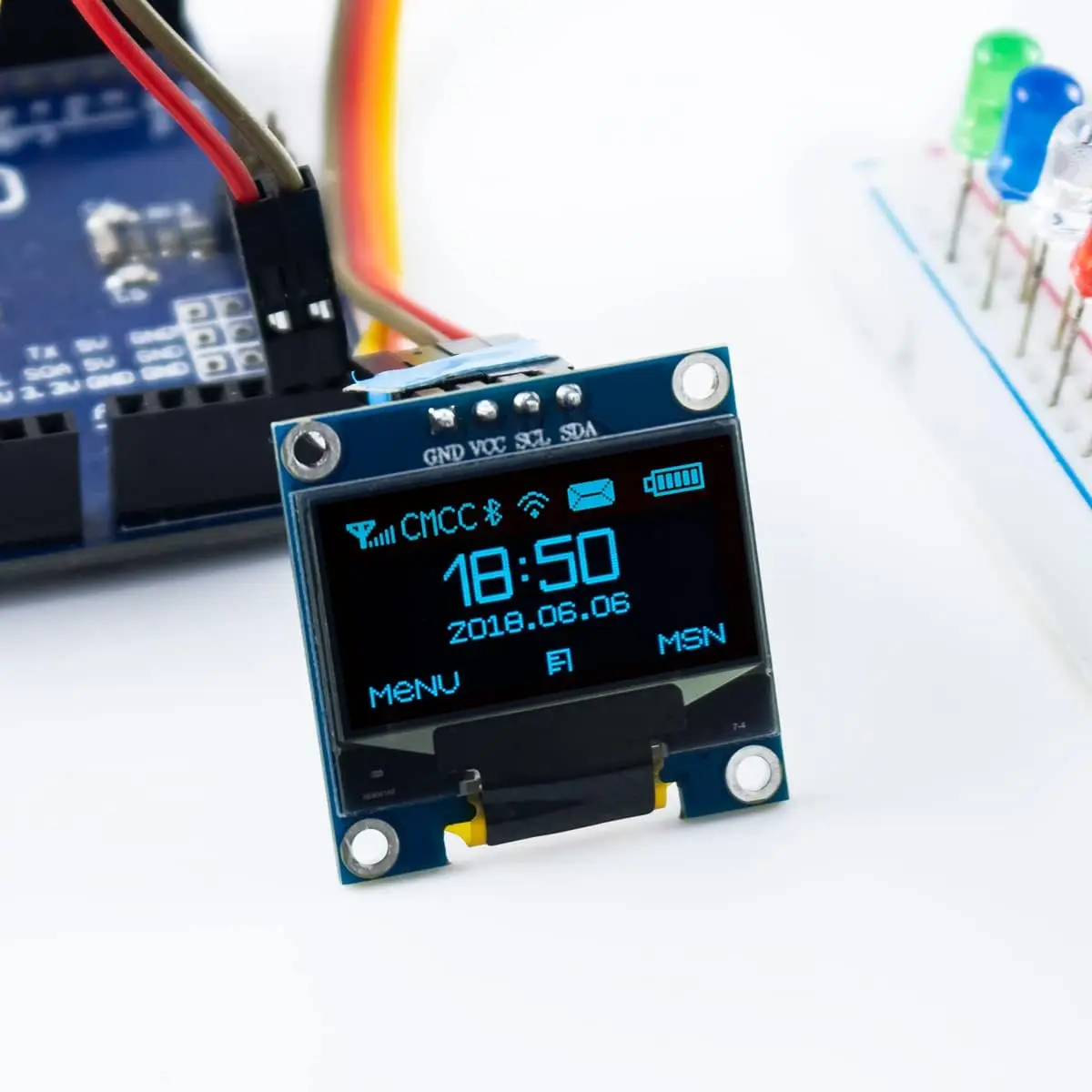 Module d'écran d'affichage OLED 0.96 pouces, 5 pièces, SSD1306 I2C IIC SPI série 128x64 3.3V-5V bleu/bleu jaune/blanc pour Arduino ESP32 ESP8266