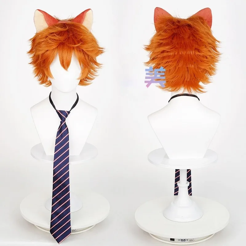 

Anime Fox Nick Cosplay Yellow Short Hair with Ears Artificial Wigs Role Play Props Accessories for Women Men Theme Party