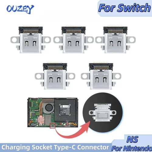 Imagen 1 del producto Conector tipo C de enchufe de carga Original de 5/10/20 piezas para consola Nintendo Switch