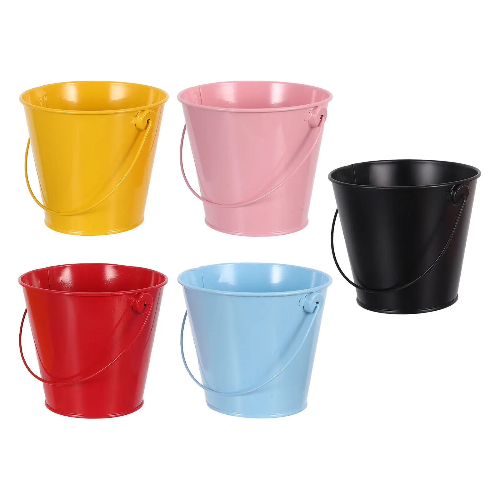 5Pcs Iron Pen Holder Bucket Classic Vintage Metal Pencil Cup Stand Handle Desktop Organizer Makeup Brush Holder Office School