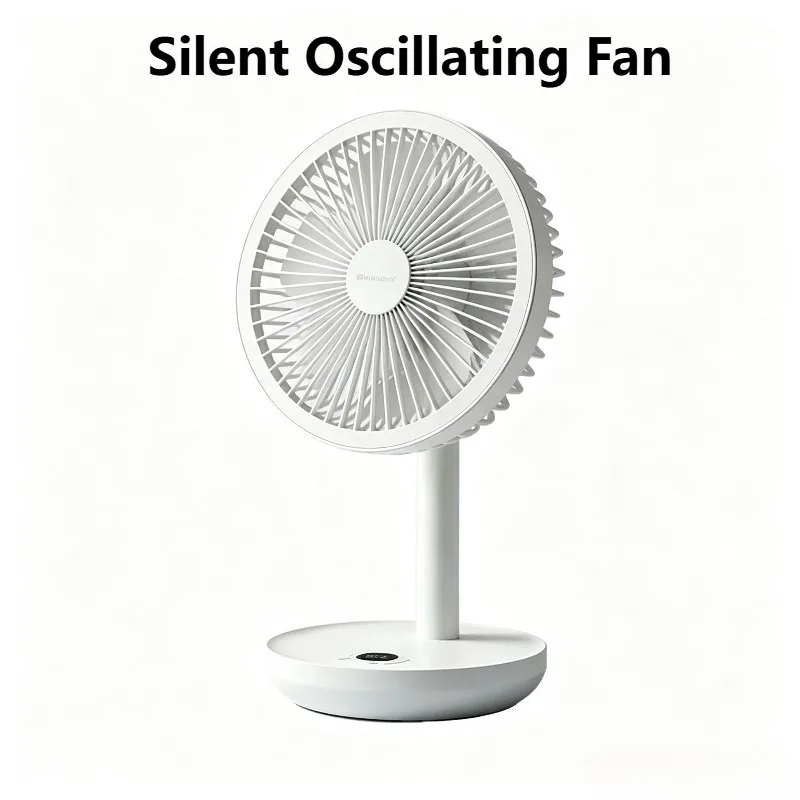 Rechargeable Desktop Fan Silent Oscillation 5 Adjustable Speeds Timing Setting Portable Cooling Fan For Office Home Decor Gift