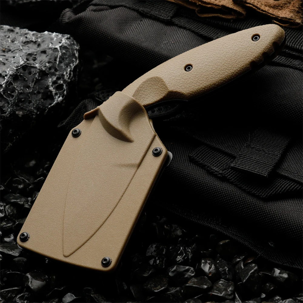 High-quality steel fixed-blade knife, outdoor knife, camping knife with high-hardness integrated spine and sheath for emergency view 2