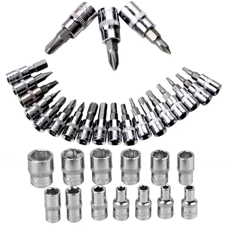 Wrench Set 46 Pcs Tool Kit For Car Tool Screwdriver And Bit Ratchet Torque Quick Wrench Spanner Wrench Socket Key Hand Tools