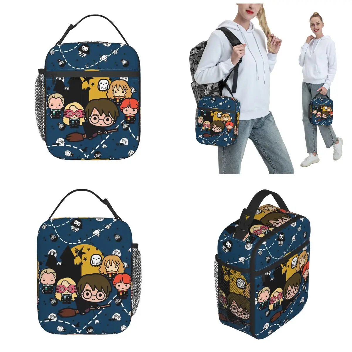 Harrys Potters Magic School Accessories Insulated Lunch Tote Bag For Travel Food Storage Bag Portable Cooler Thermal Lunch Boxes