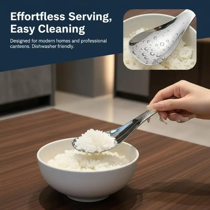 Stainless Steel Hammer Textured Rice Spoon for Stylish Home Dining Experience