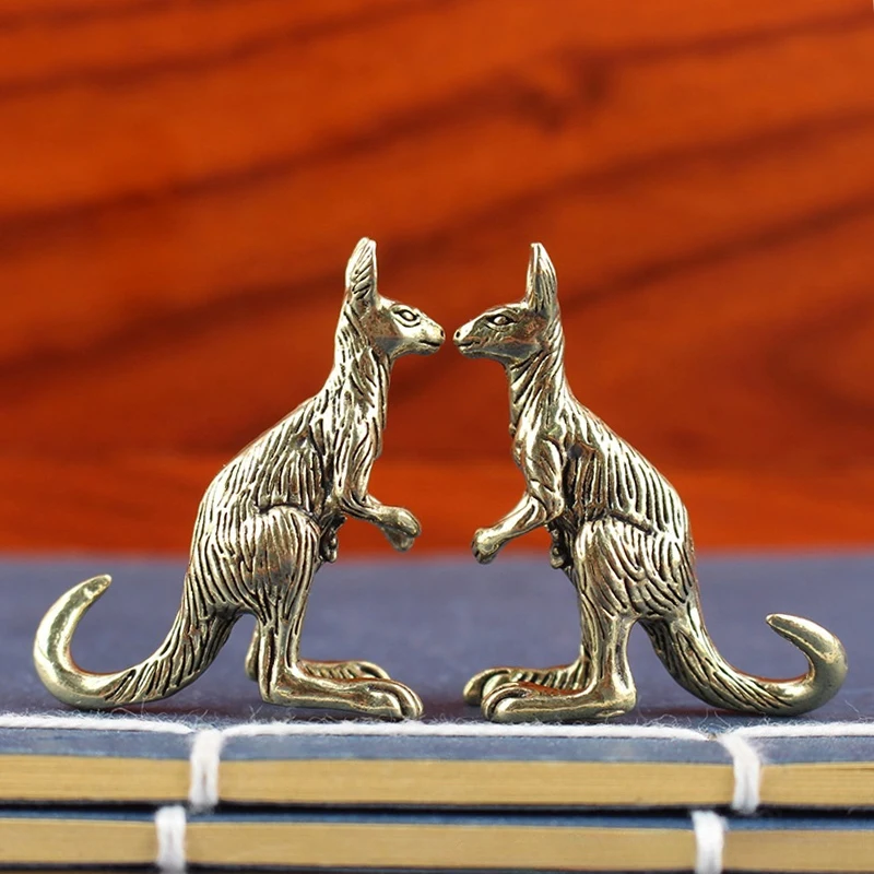 /KQM/Decoration Brass Kangaroo Sculpture Vintage Animal Figurine Gold Plating for Desk High Quality