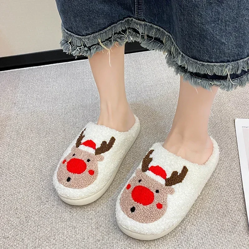 Smile Pumpkin Halloween Women's Slippers Winter Indoor Cartoon Comfort Home Bedroom Soft Causal Flat Plush Shoes for