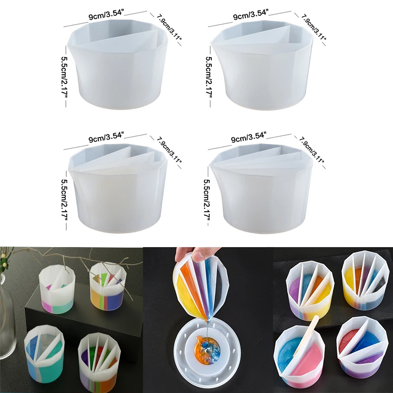 4pcs/Set Of Diy Crystal Drop Glue Silicone Color Cup Mixed Color Matching Cup Silicone Mold