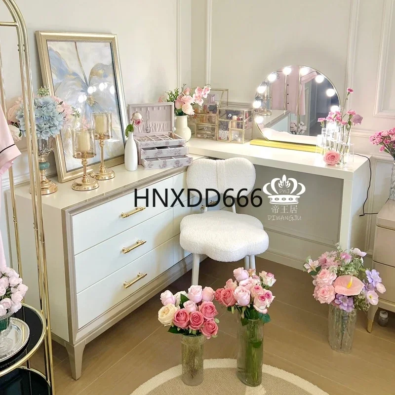 Mirror Wood Vanity Table Drawers Modern Simple Storage Chair Cabinet Dressers Makeup Girl White Coiffeuse De Chambre Furniture