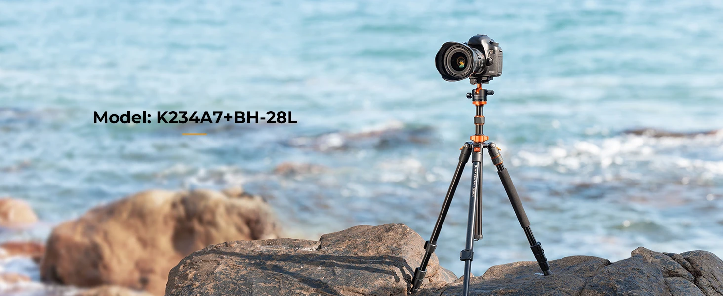 K&F CONCEPT 2 m Overhead-Aluminium-DSLR-Stativ, kompaktes tragbares Vlog-Stativ, Einbeinstativ, 22 lbs/10 kg Tragkraft, K234A7 + BH-28L Kamerastative – Detail 1