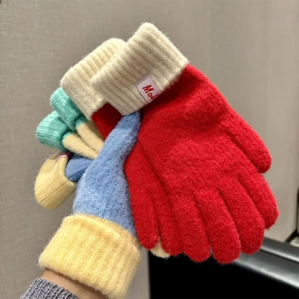 

Зимние женские теплые толстые плюшевые вязаные перчатки, бархатные варежки с сенсорным экраном, женские и мужские ветрозащитные теплые перчатки для катания на лыжах