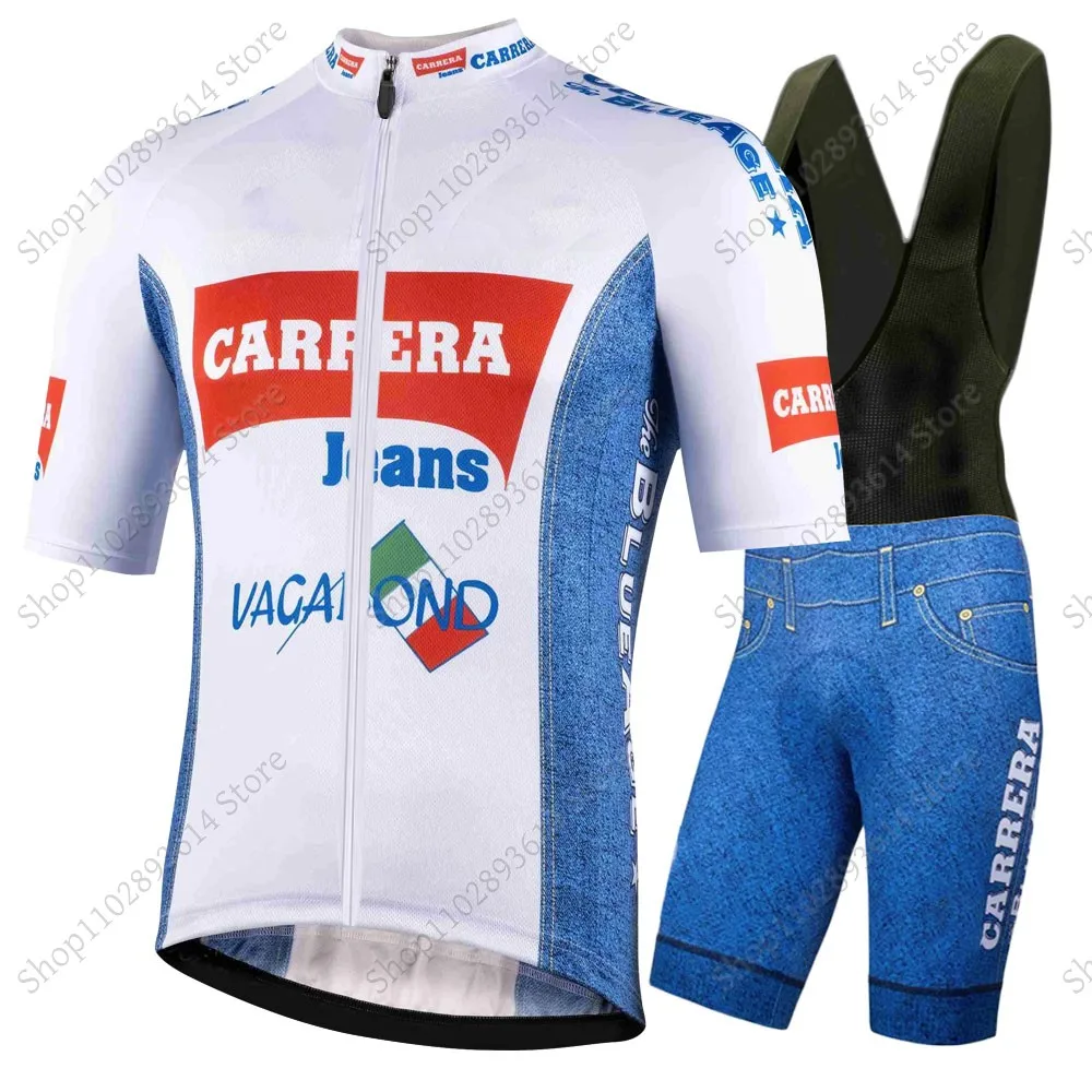 2025 Carrera-Jeans 1987 Cycling Jersey Set Italy Retro Bicycle Clothing Kit Road Bike Shirts Suit Bib Shorts MTB Ropa Maillot