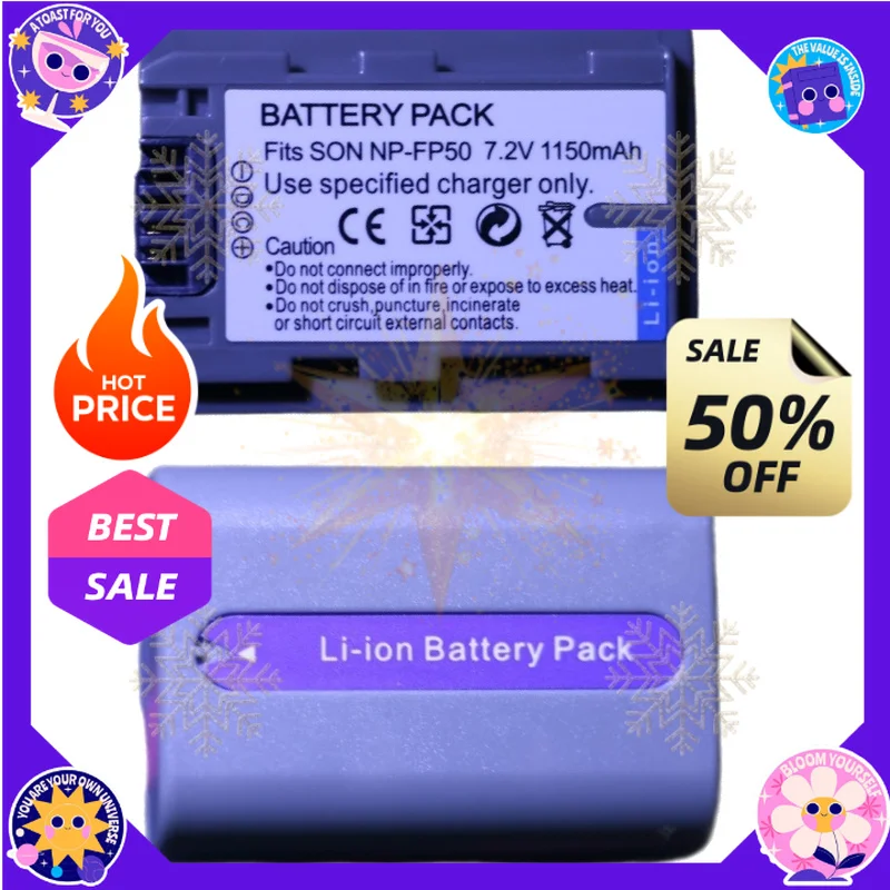 SWZY 7.2V 1150mAh NP-FP50 Battery for Sony NP-FP30 NP-FP50 NP-FP60 NP-FP70 NP-FP71 NP-FP90 DCR-SX40 SX40r SX41 HDR-CX105