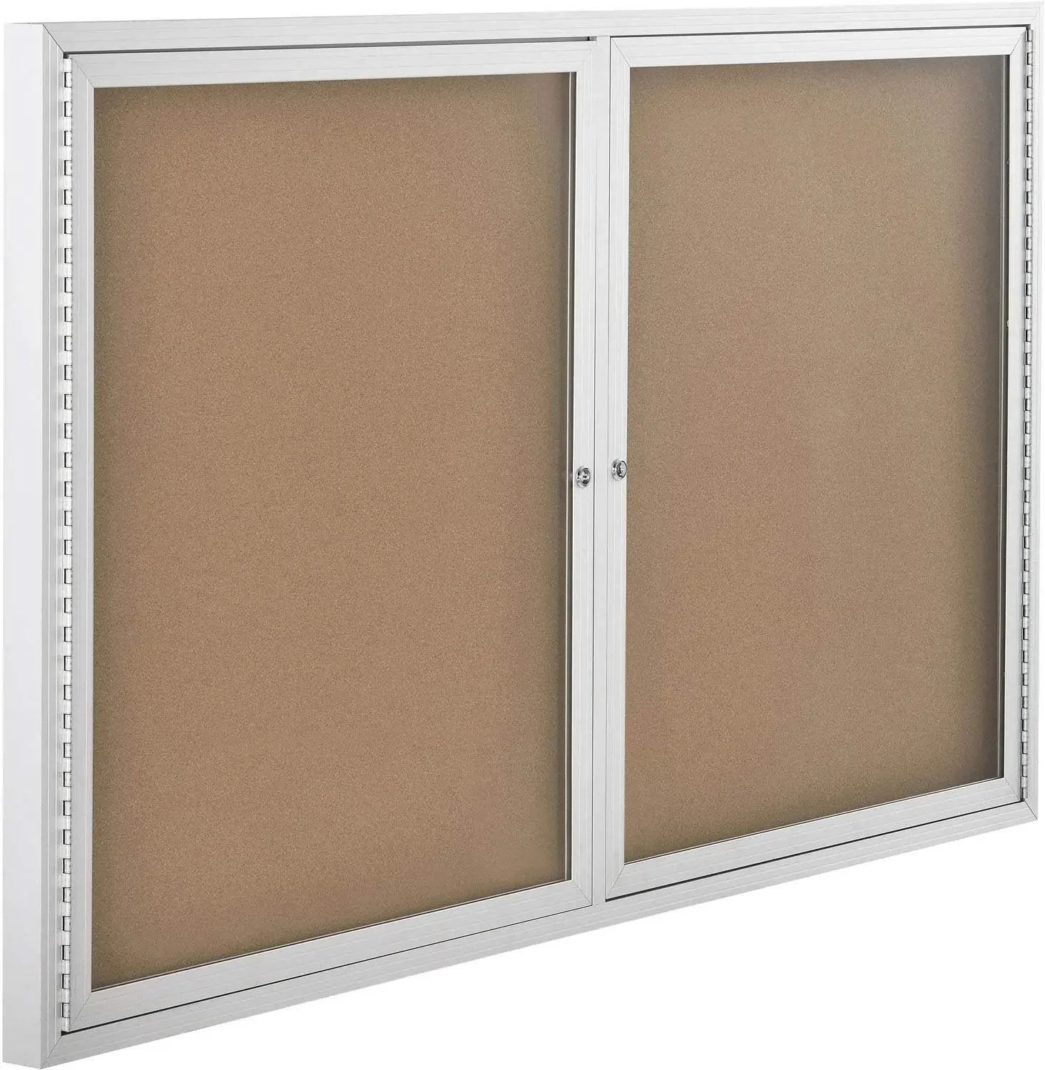 

Industrial 2 Door Enclosed Cork Bulletin Board, 60"W x 36"H