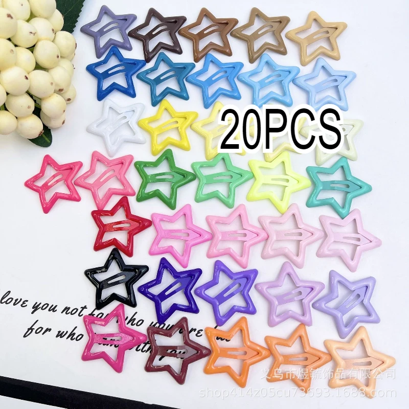 

Заколки для волос Y2K BB для женщин и девочек, 20 шт./упак., разноцветные, в форме звезд, милые металлические заколки-звездочки, боковые заколки-зажимы, аксессуары для волос, головные уборы, черные