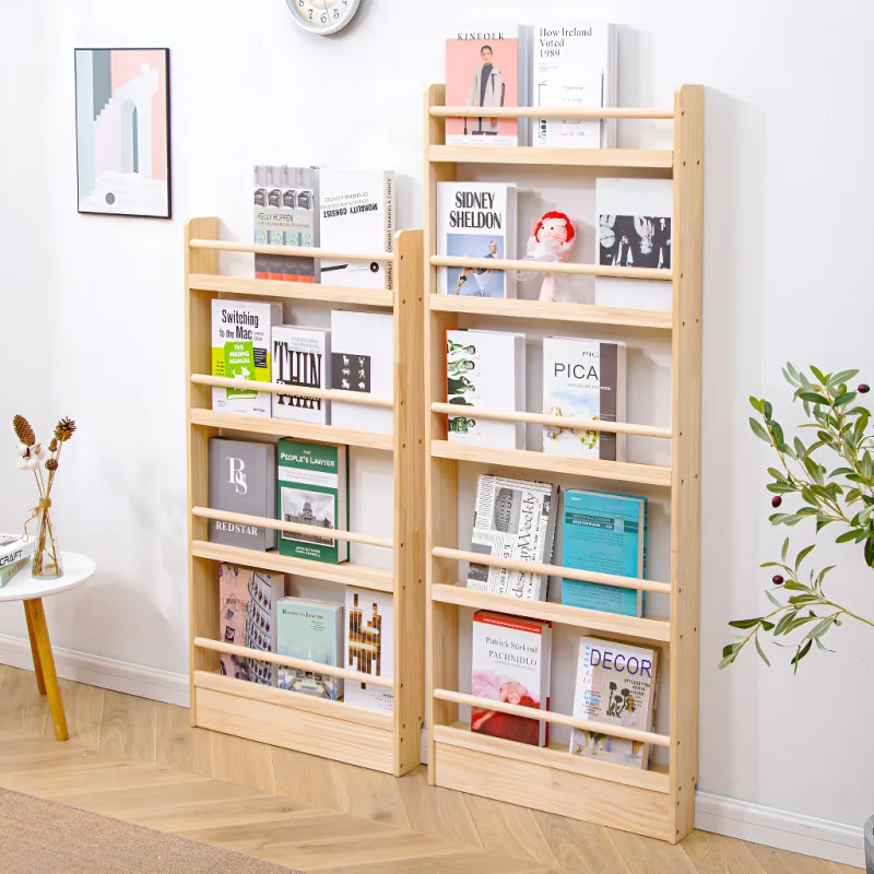 Behind the Door Solid Wooden Clipin Magazine Rack Picture Book Holder Book Rack Newspaper Rack