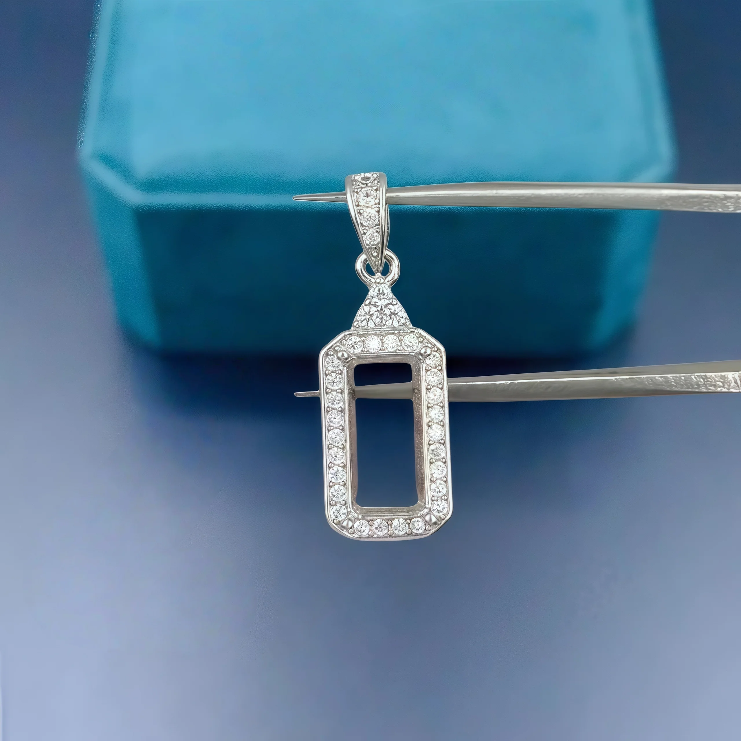 

Setting 5*10mm Rectangle Stone DIY Fashion Empty Pendant Holder S925 Sterling Silver Fine Simple Design Charm Jewelry for Woman