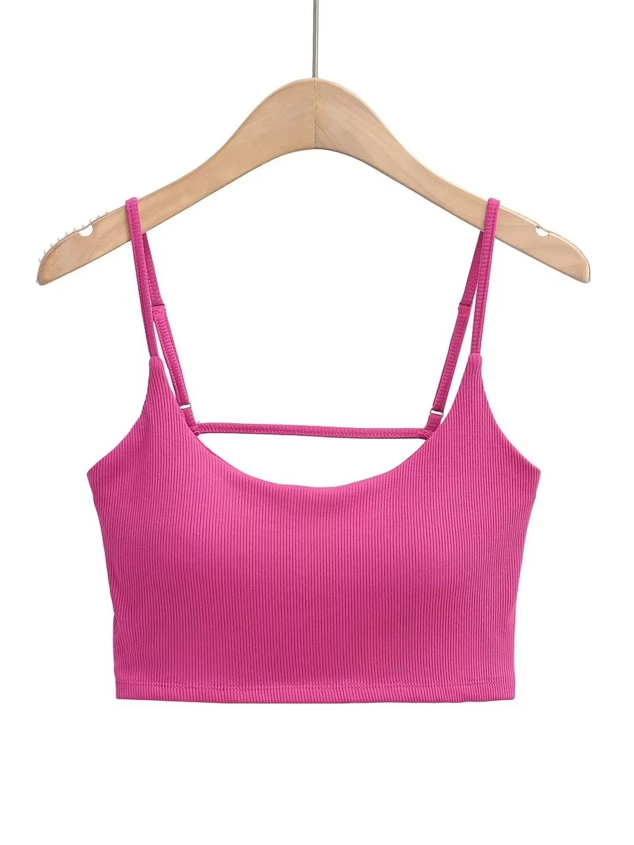 Street Style Sexy Backless Slimming Prevent Exposure Chest Pad  Color Spicy Girl Shows Body Belly Button Strap Vest
