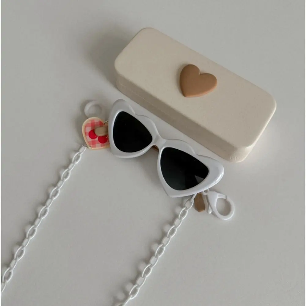 3Pcs/Set Spring Summer Kids Love Shape Glasses Kawaii Fashion Sunscreen Eyeglasses with Eyeglass Chains Outdoor