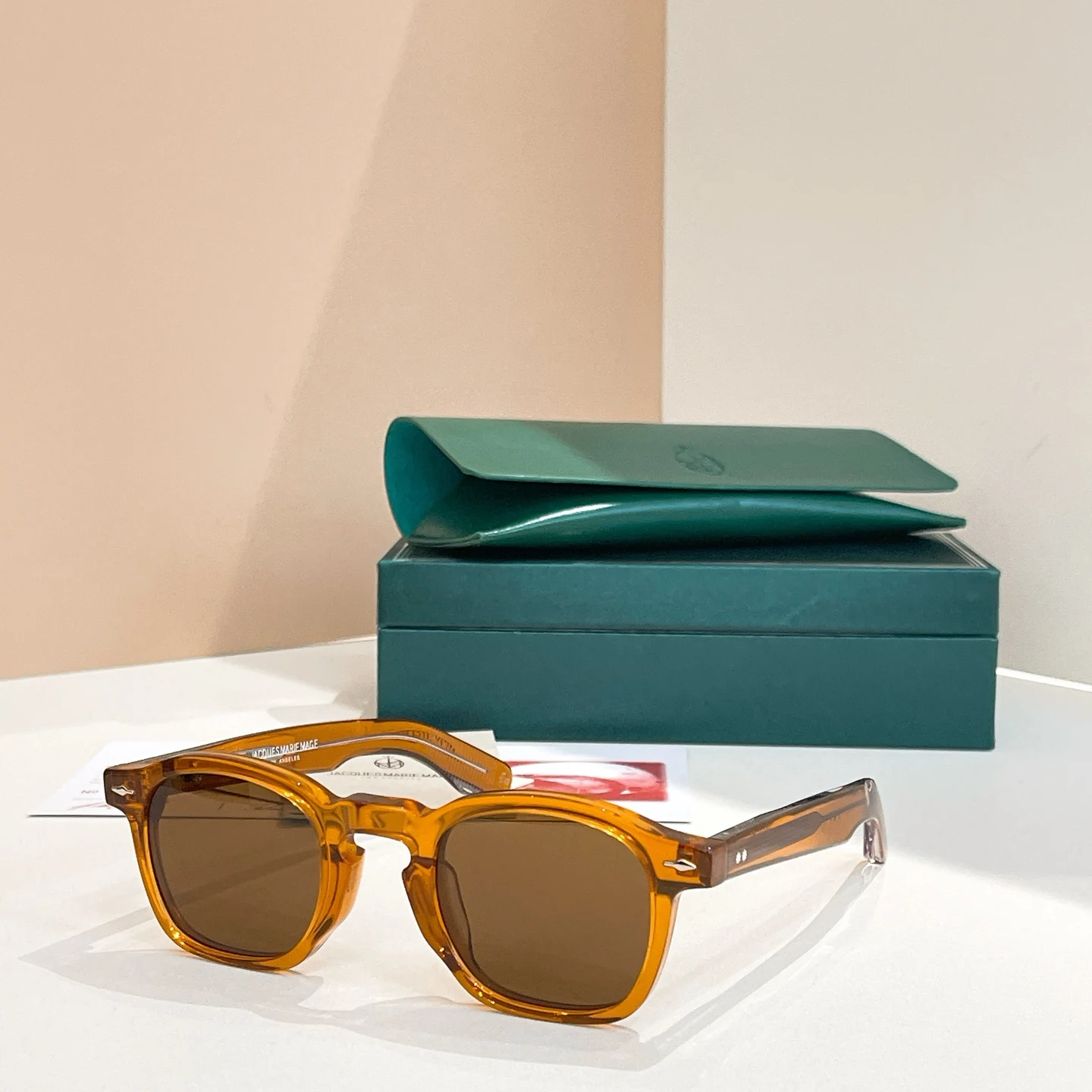 JACQUES MARIE MAGE نظارات شمسية نسائية سميكة من الأسيتات للرجال مربعة عتيقة نظارات خارجية كلاسيكية للشمس للسفر والشارع