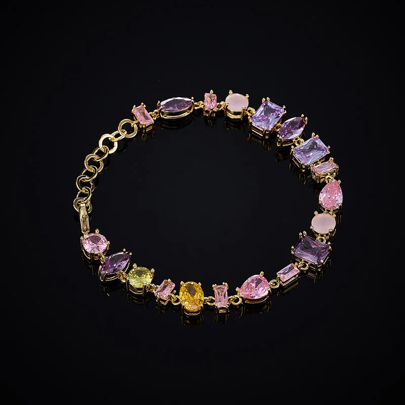 Dopamine candy-colored necklace bracelet set, a niche and high-end sweet collarbone chain bracelet necklace