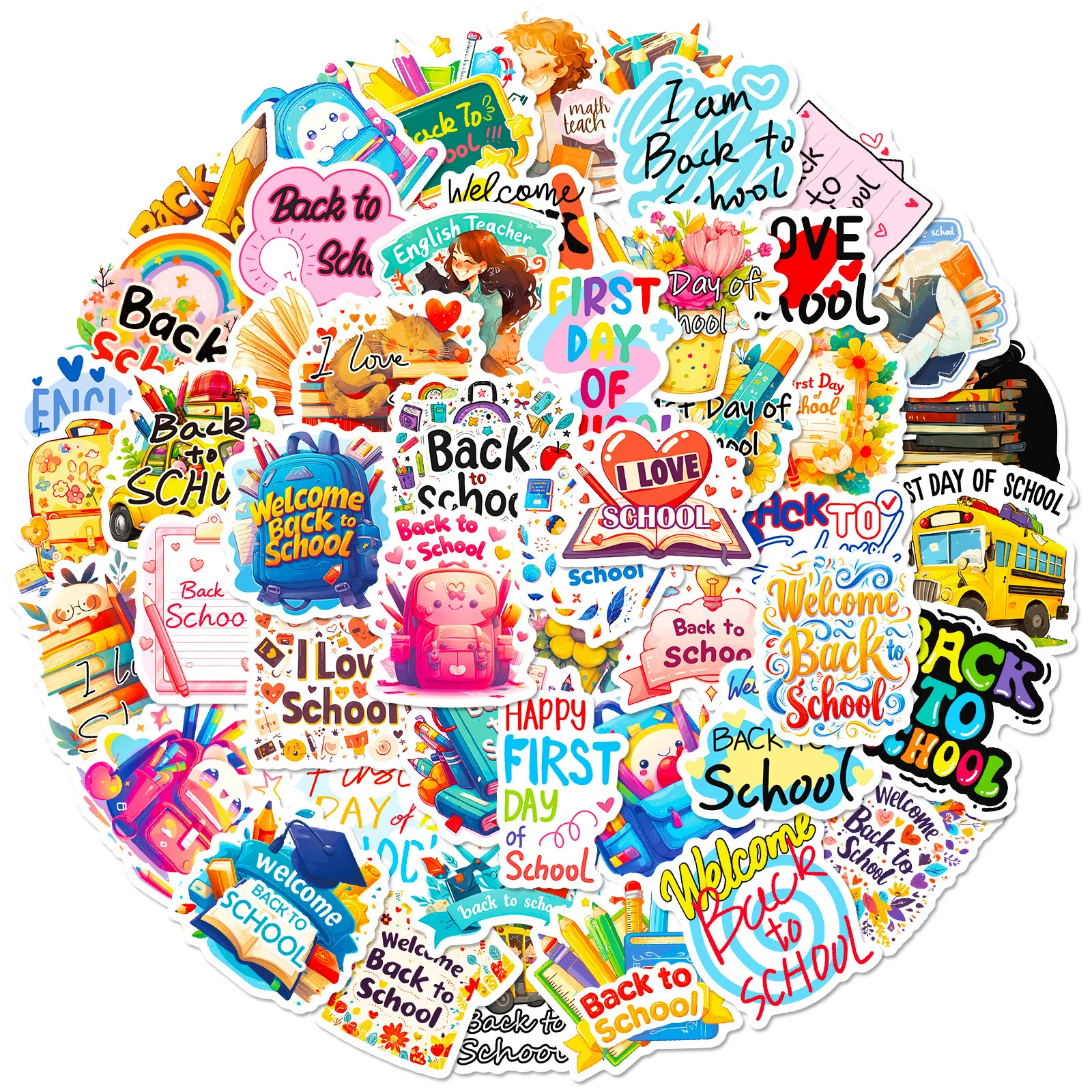 10/30/50PCS English Phrase Graffiti Stickers Love Learning Sticker School Opening Decals DIY Luggage Laptop Phone Guitar Bike