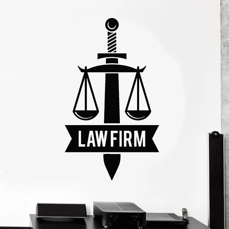 Law Firm Office Wall Sticker Justice Balance Scale Decal Office Wall Decoration Home Decor Window Decorative Vinyl Art Murals