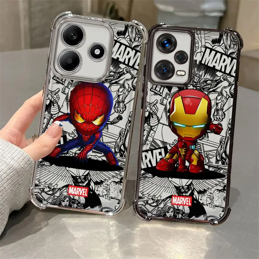 Clear Cover Case for Xiaomi Redmi 13C A3x 14C K80 Pro F7 Pro F7 Ultra Cool Marvel Spider Man Iron Man