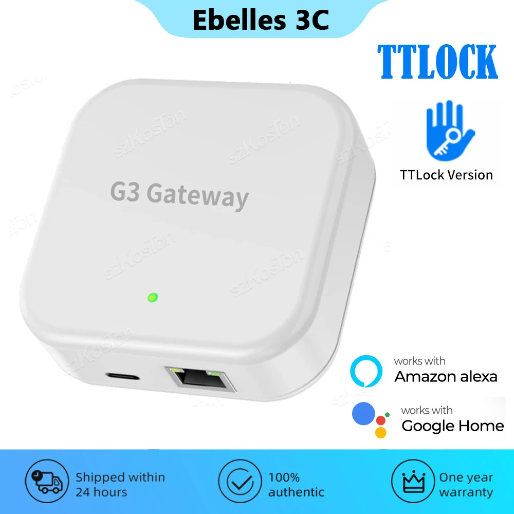 

G3 Wired Gateway Hub TTLOCK APP Smart Door Lock Bridge Bluetooth to Wi-Fi Remote Unlock Converter Voice Control for Alexa Google