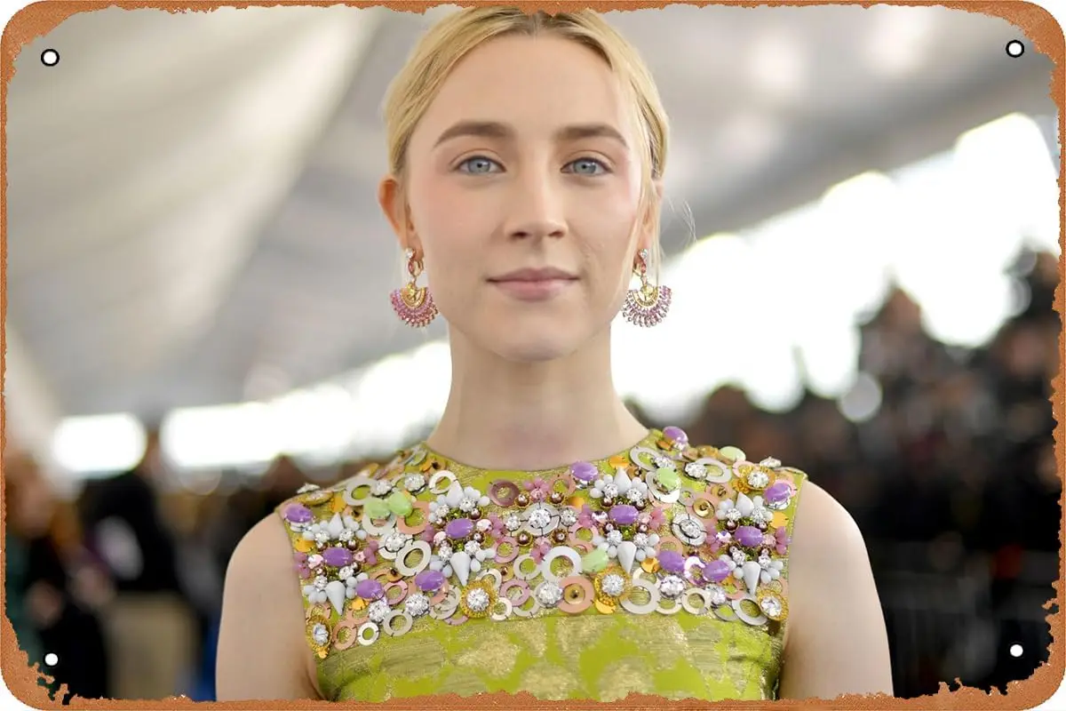 Saoirse Ronan Metal Sign,Vintage Home Bar Pub Decorative Tin Sign Wall Poster, 8x12 Inch 1pc sign