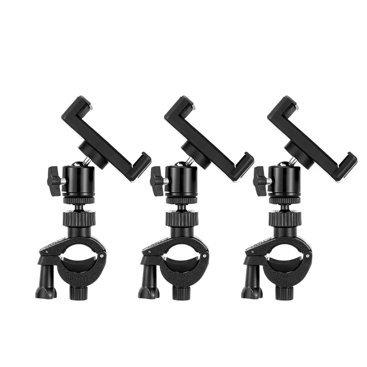 3 Pack Phone Holder for Microphone Stand, Adjustable Mic Stand Phone Holder 360° Swivel for Most Model Smart Phones