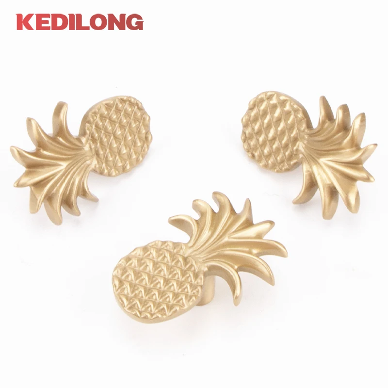 KEDLO European Luxury Pineapple Solid Brass Knob Kitchen Cabinet Furniture Hardware Cute Children's Room Drawer Pull Handle