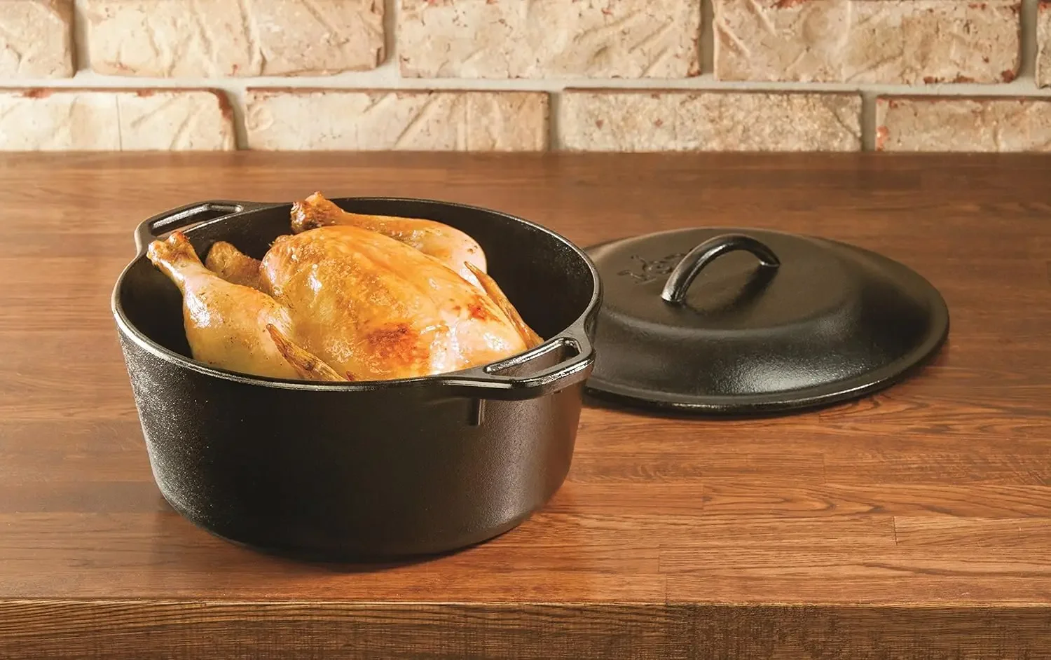 Lodge Cast Iron Serving Pot Cast Iron Double Dutch Oven, 5-Quart