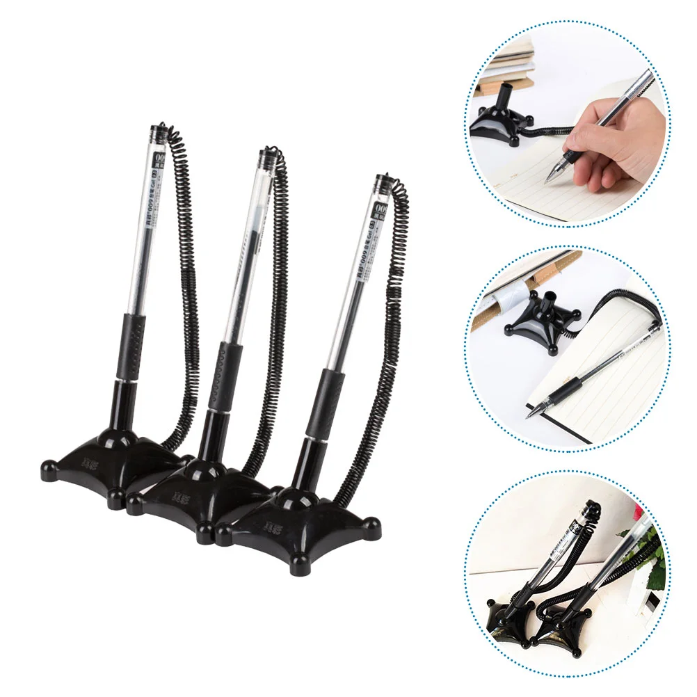 

3 Pcs Bank Pen Office Signature Business Vertical Table Multi-function Writing Decorative with Stand Hotel