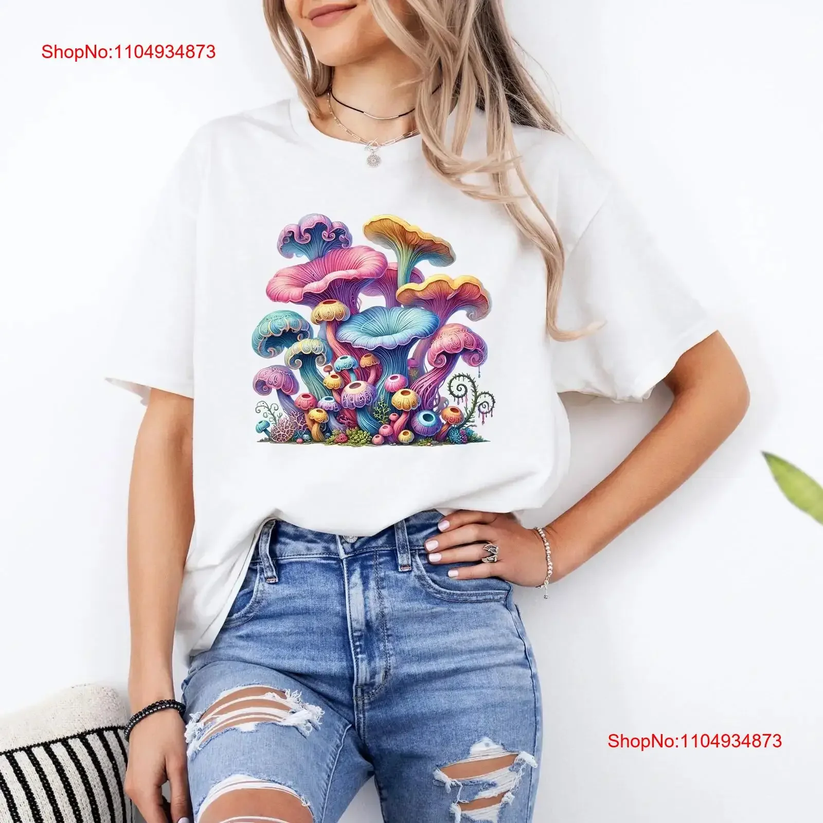 

Colorful Psychedelic Mushroom T Shirt Trippy Nature Inspired Art Unique Fungi Perfect for and Lovers vintage Washed