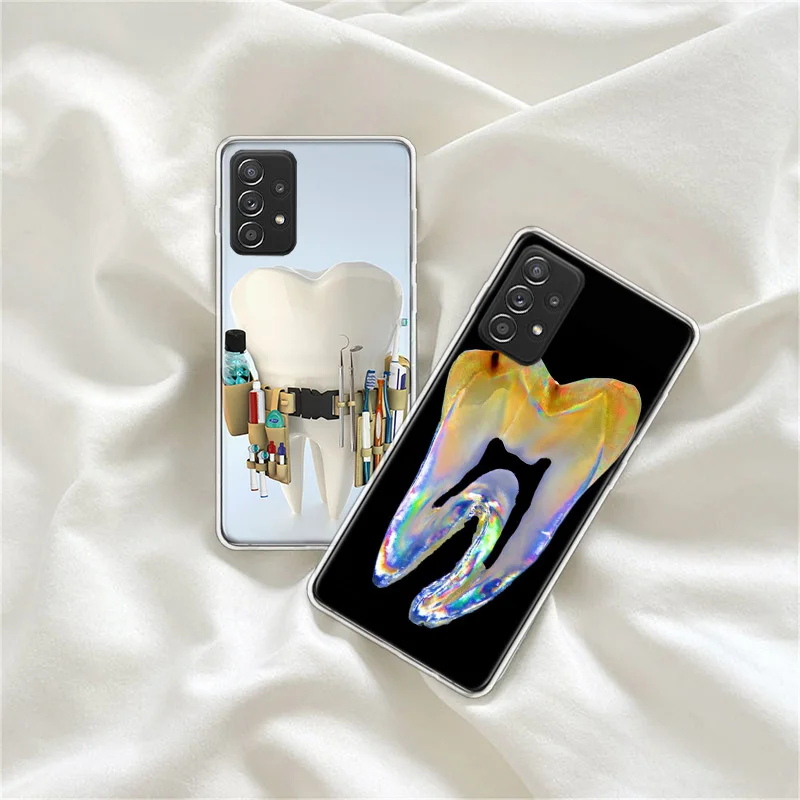 Dentist Tooth Pattern Phone Case For Galaxy Note 20 Ultra 10 Lite 9 8 A05S A15 A25 A35 A55 M11 M12 M21 M30S M31 M32 M51 M52 F