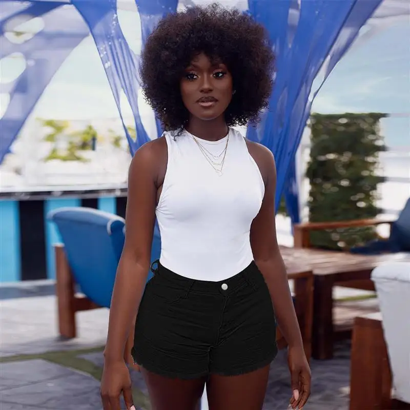 

Женские джинсовые шорты с высокой талией без эластана, черные, для весеннего сезона, трансграничная продажа на eBay