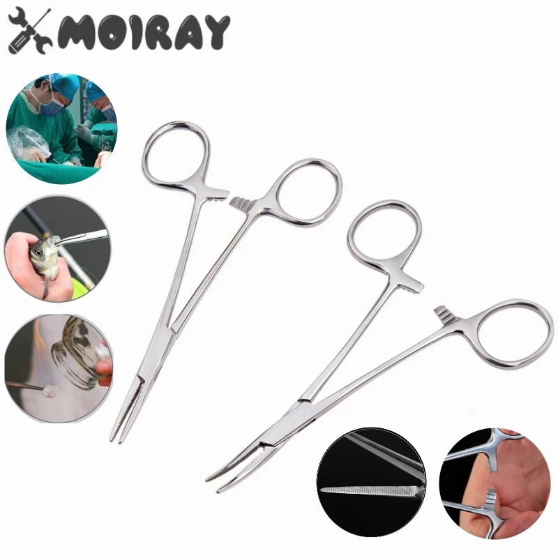 Stainless Steel Curved Tip And Straight Tip Forceps For Locking Clamp Hemostatic Forceps Arterial Forceps Clamp Fish Hook Pliers