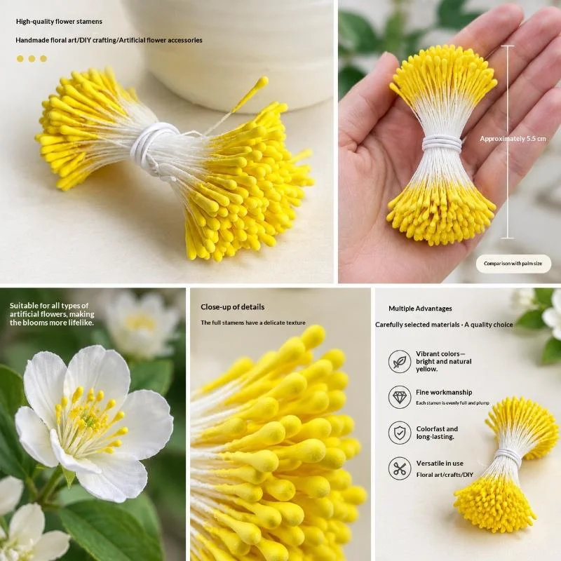 [YU]200Pcs Realistic Artificial Matte Flower Stamens for DIY Festival Floral Arrangement Craft Hobby Supplies