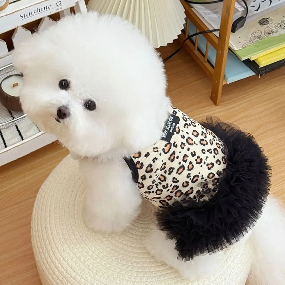Cute Breathable Puppy Cat Slip Dress Soft Summer Dog Puffy Dress Comfortable Leopard Print Corgi Teddy Clothes for Small Dog Cat