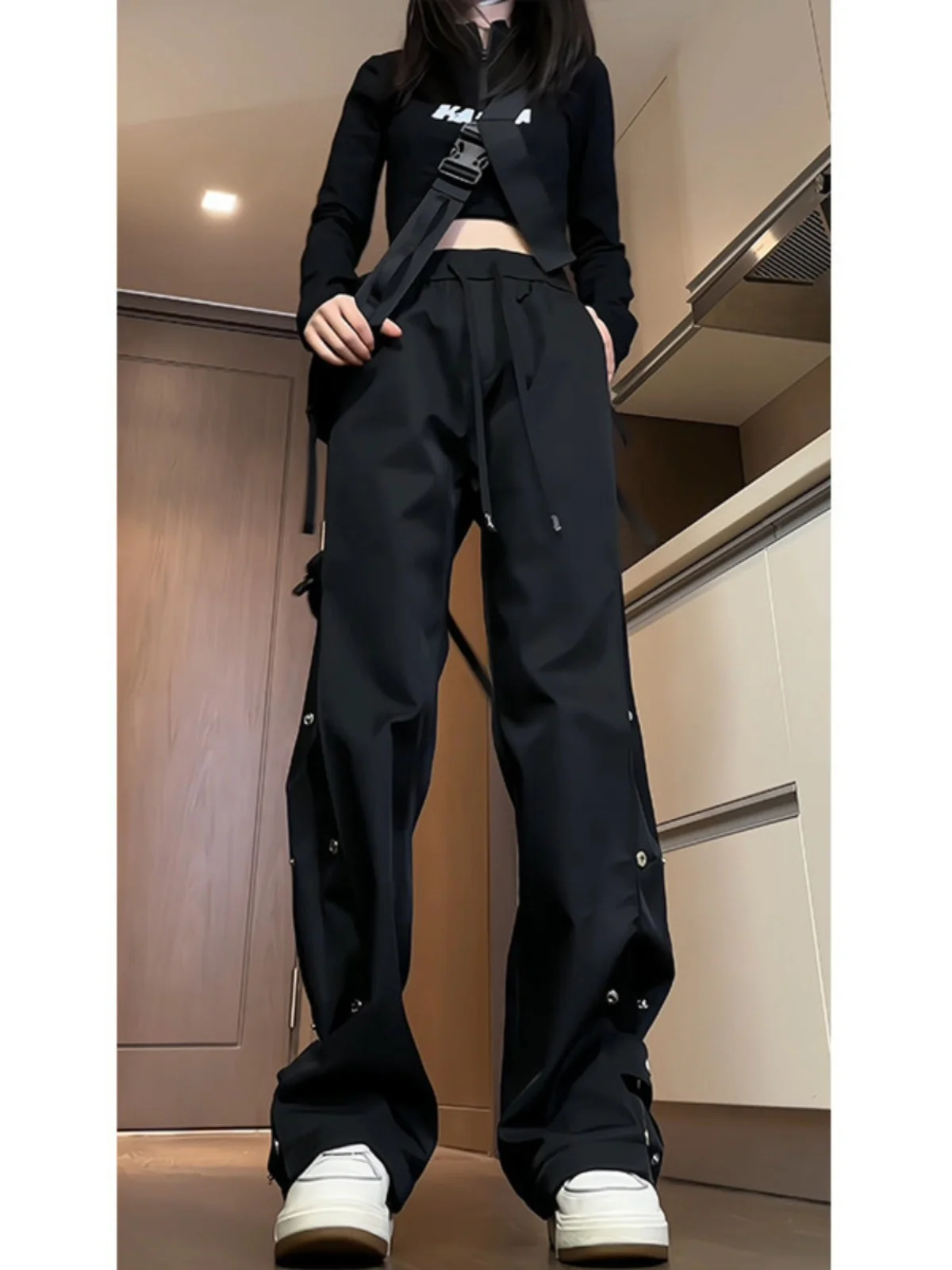 

Уличная спецодежда, мужская летняя одежда большого размера, американская уличная прямая брюка-колокольчик, брюки десантника, повседневные брюки против морщин...