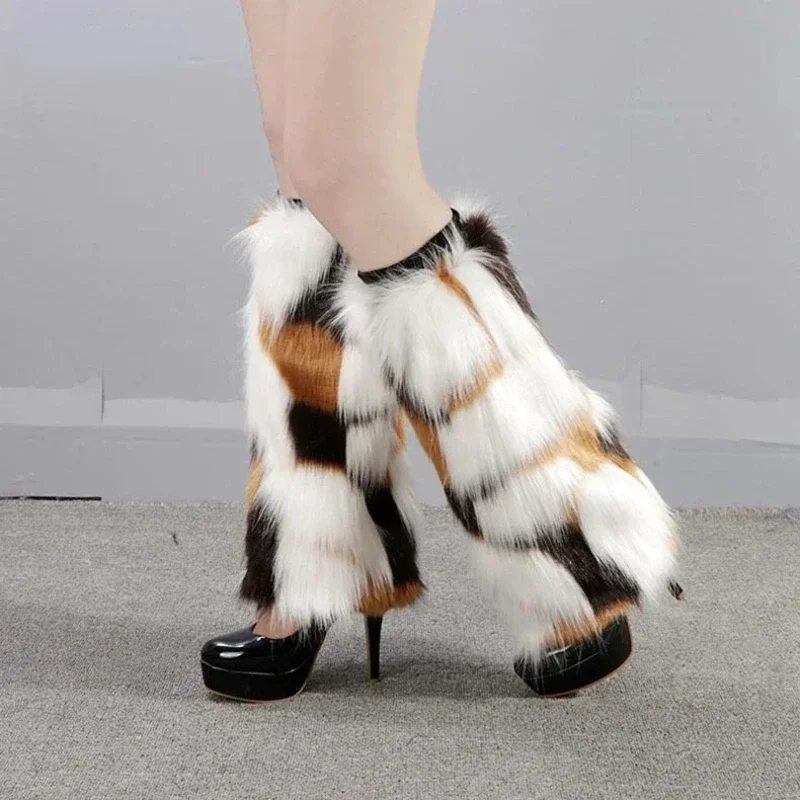 Fox-like Plush Boots Socks Sleeve Women Long Short Leggings Warm Autumn Winter Stage Performances Furry Leg Warmers