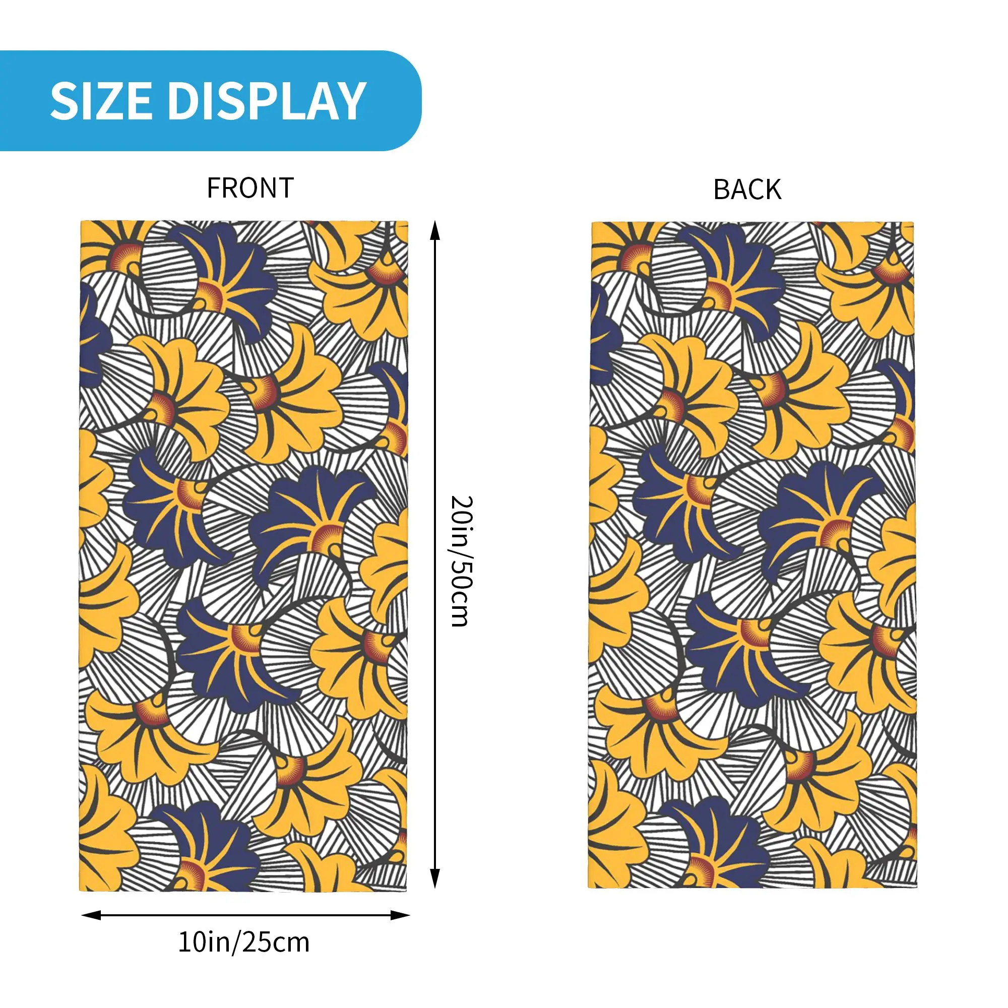 Africa Red and Yellow floral Ankara flowers Bandana Neck Cover Printed Wrap Scarf Multifunction Balaclava Cycling For Men Women view 4