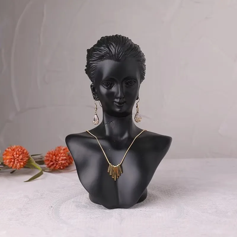 Classic Mannequin Holder Black Jewelry Display Resin Necklace Bust Holder Display Set Jewelry Display Bust