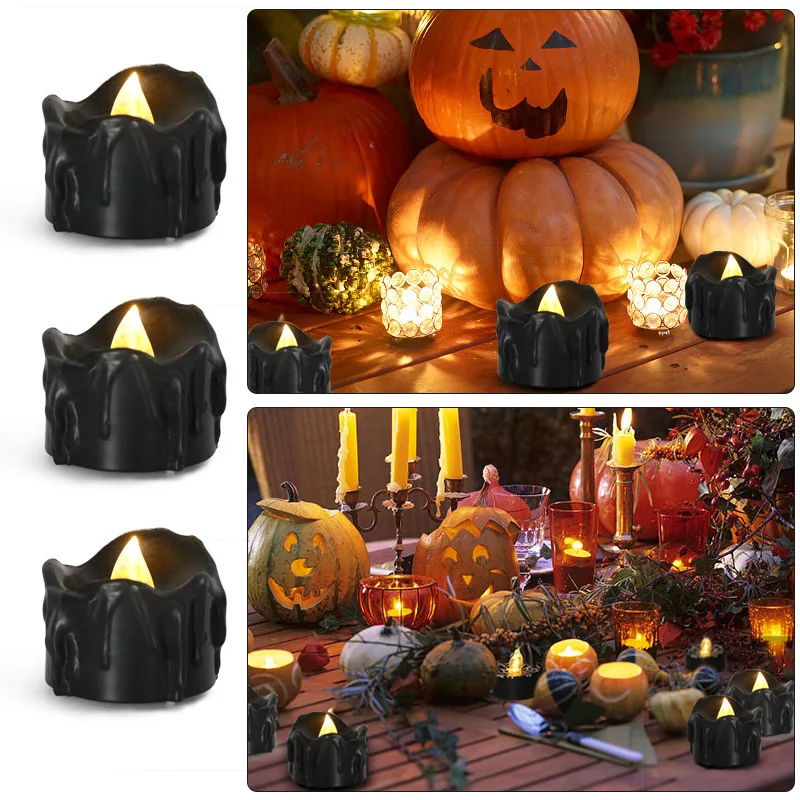 

Black LED Flameless Candle LED Electronic Fake Candle Lamp For Halloween Party Decor Flashing Candle Lamp